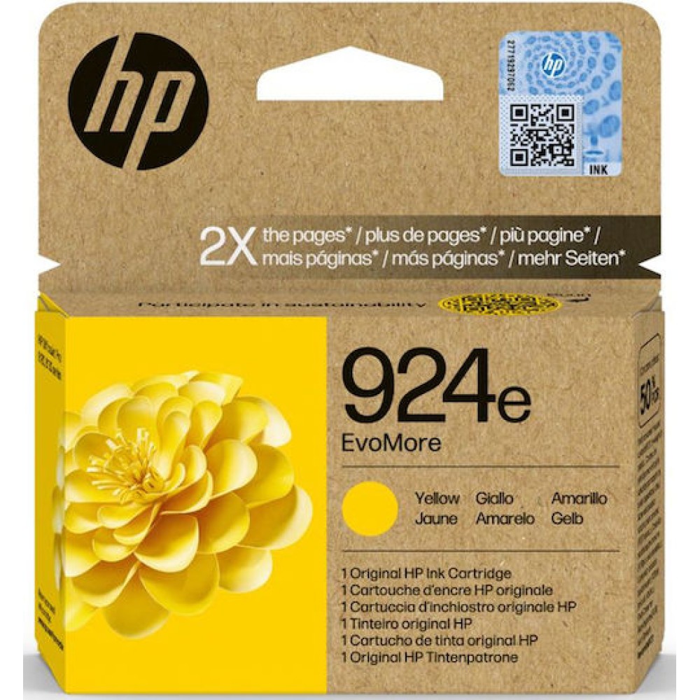 HP 924e EvoMore Γνήσιο Μελάνι Εκτυπωτή InkJet Κίτρινο (4K0U9NE)