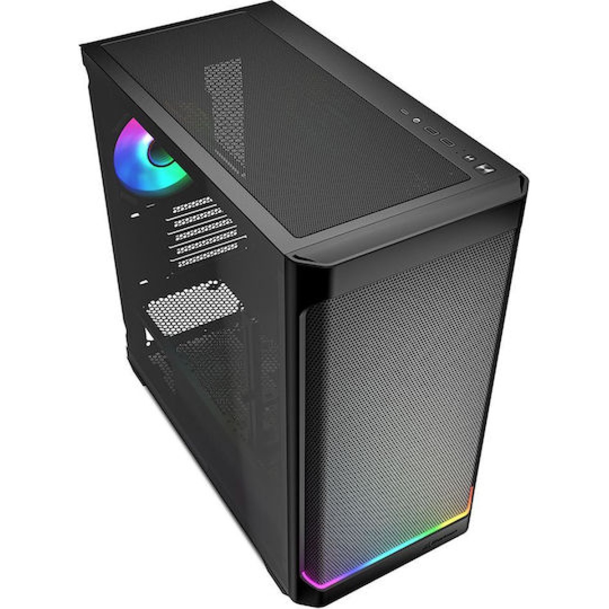 Sharkoon MK4W RGB Strip Gaming Midi Tower Κουτί Υπολογιστή με Πλαϊνό Παράθυρο Μαύρο