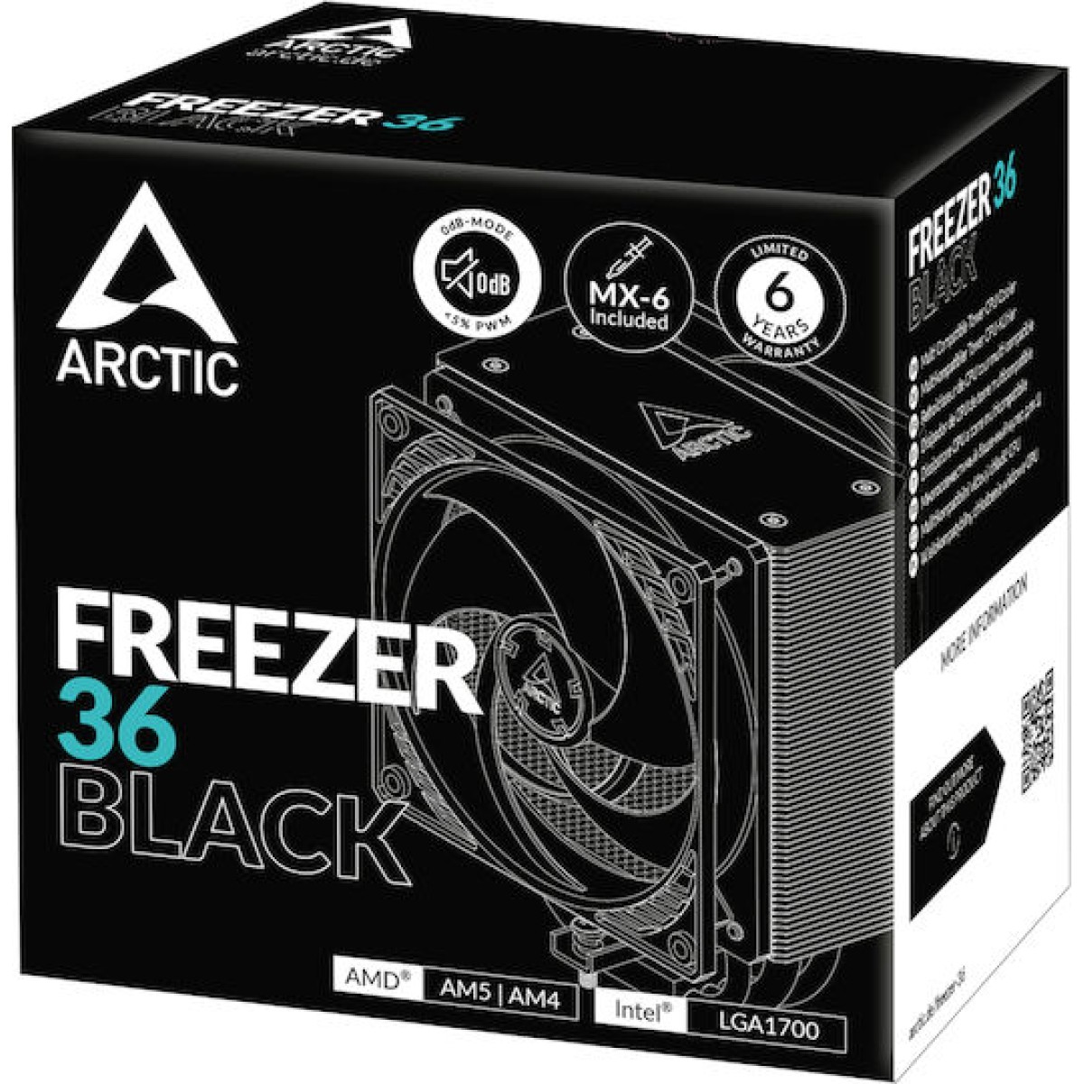 Arctic Freezer 36 Black Ψύκτρα Επεξεργαστή για Socket 1700/1851/AM4/AM5