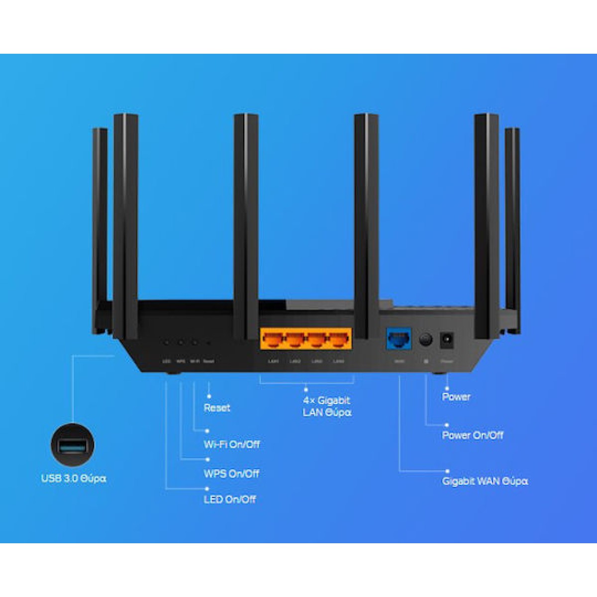 TP-LINK Archer AX73 v1 Ασύρματο Router Wi‑Fi 6 με 4 Θύρες Gigabit Ethernet