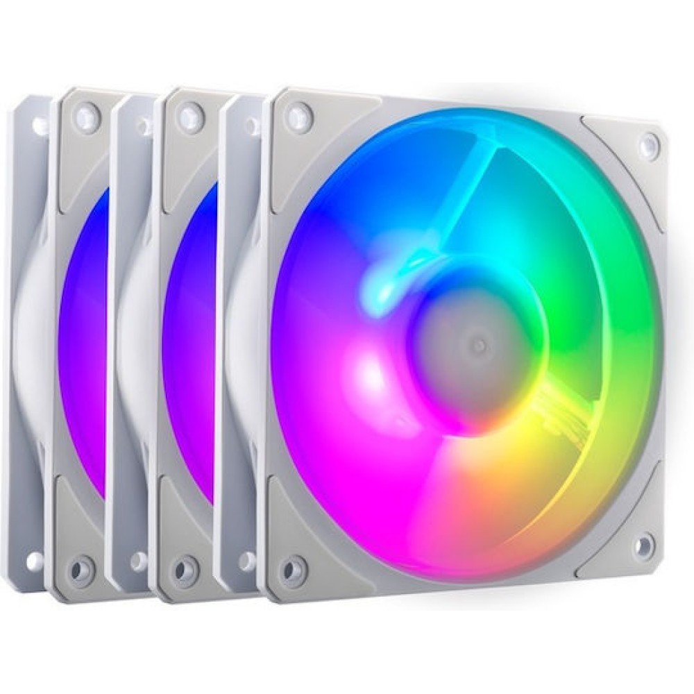 CoolerMaster Mobius 120P Case Fan με ARGB Φωτισμό και Σύνδεση 4-Pin PWM 3τμχ Λευκό