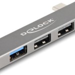 DeLock USB 3.0 Hub 4 Θυρών με σύνδεση USB-C Γκρι