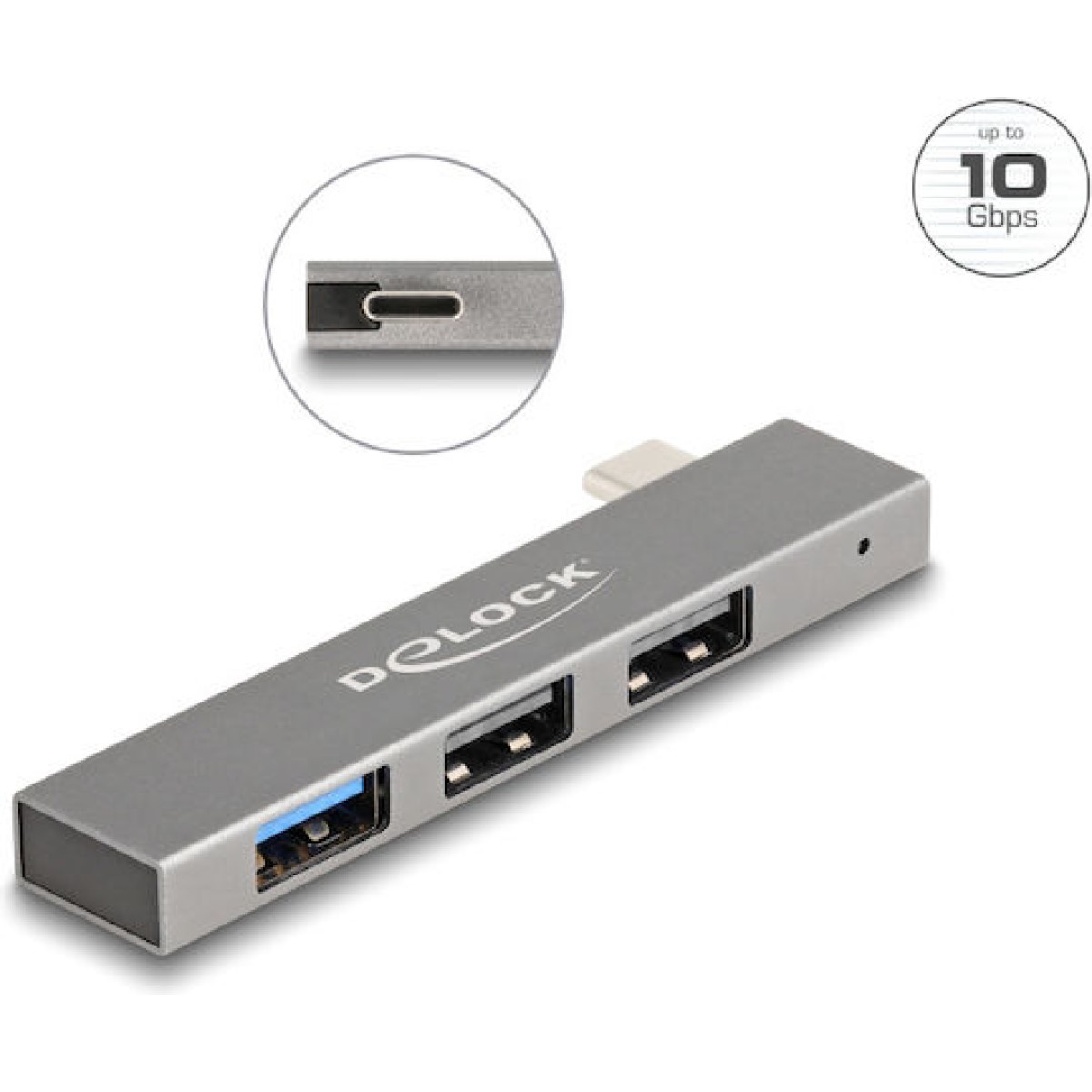 DeLock USB 3.0 Hub 4 Θυρών με σύνδεση USB-C Γκρι