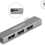 DeLock USB 3.0 Hub 4 Θυρών με σύνδεση USB-C Γκρι