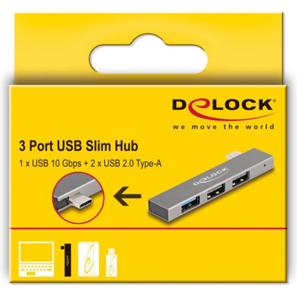 DeLock USB 3.0 Hub 4 Θυρών με σύνδεση USB-C Γκρι