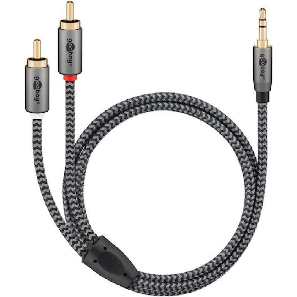 Goobay Καλώδιο 3.5mm male - 2x RCA male Γκρι 1m (65285)