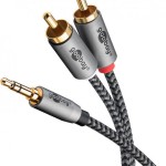 Goobay Καλώδιο 3.5mm male - 2x RCA male Γκρι 1m (65285)
