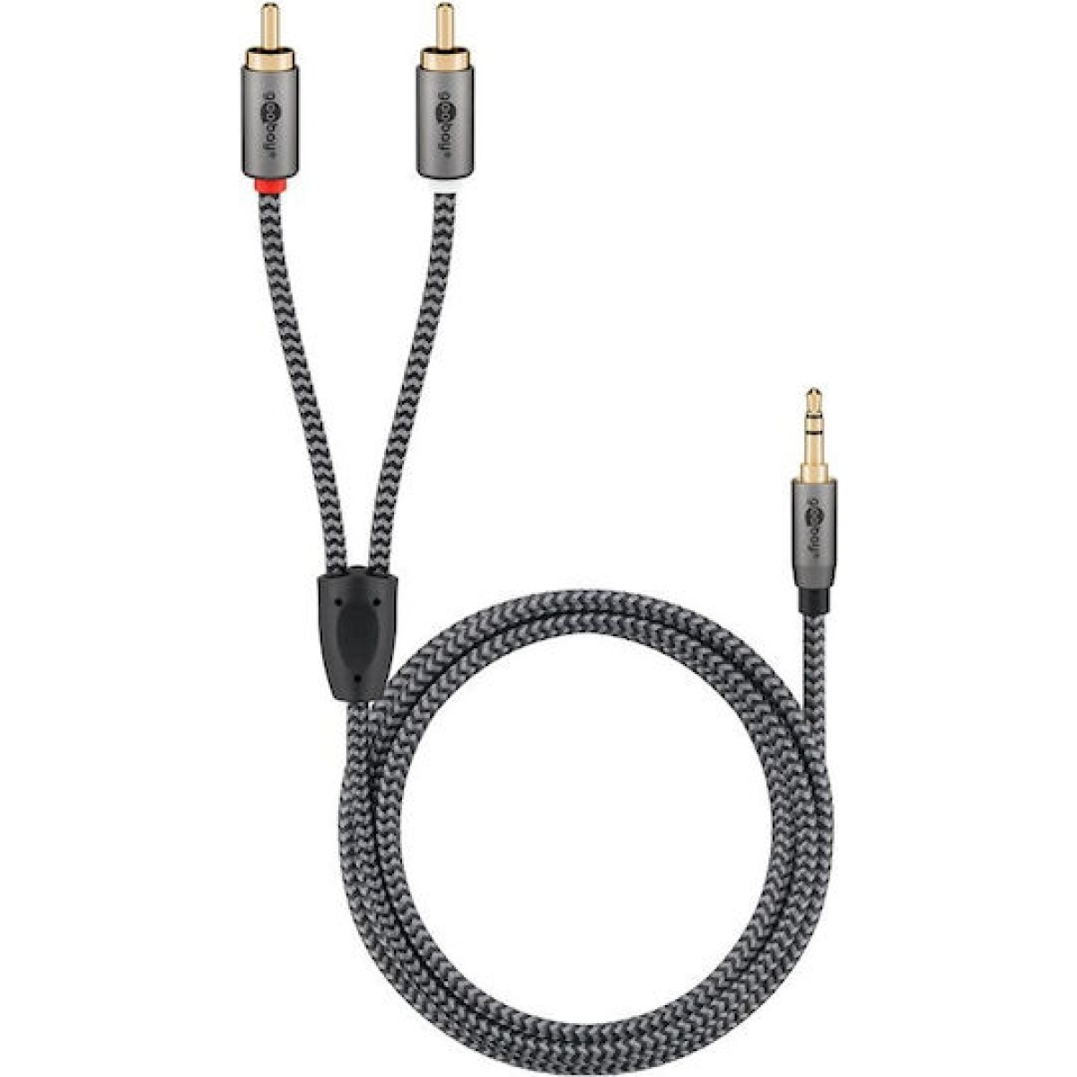 Goobay Καλώδιο 3.5mm male - 2x RCA male Γκρι 1m (65285)