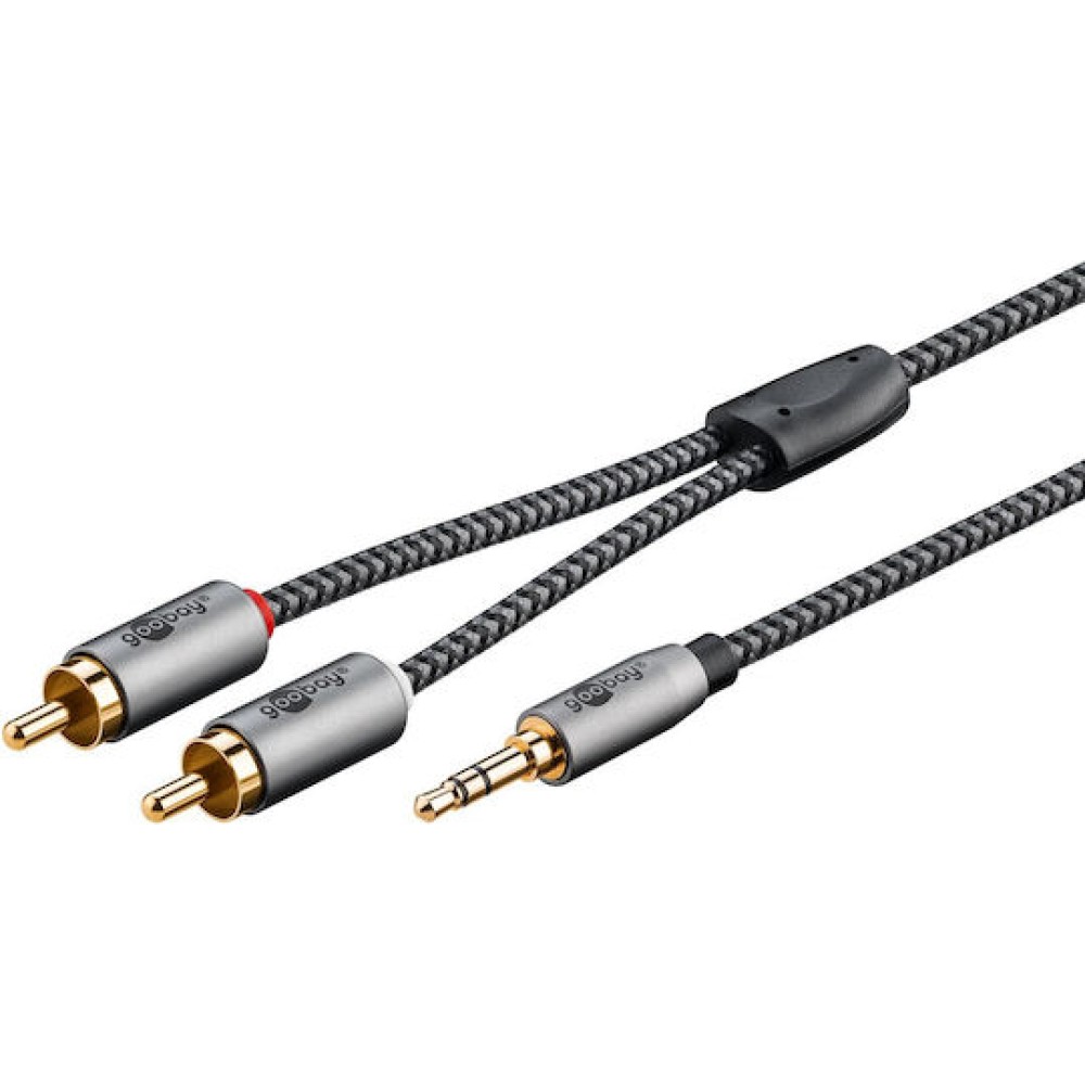 Goobay Καλώδιο 3.5mm male - 2x RCA male Μαύρο 2m (65288)