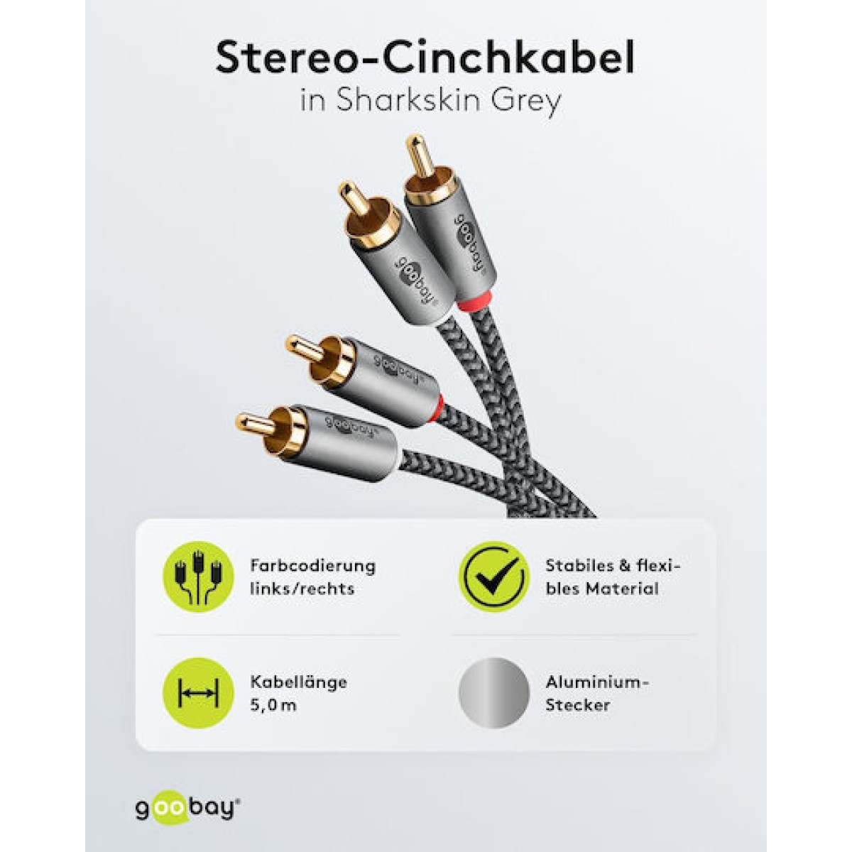 Goobay Cable 2x RCA male - 2x RCA male 5m 65295