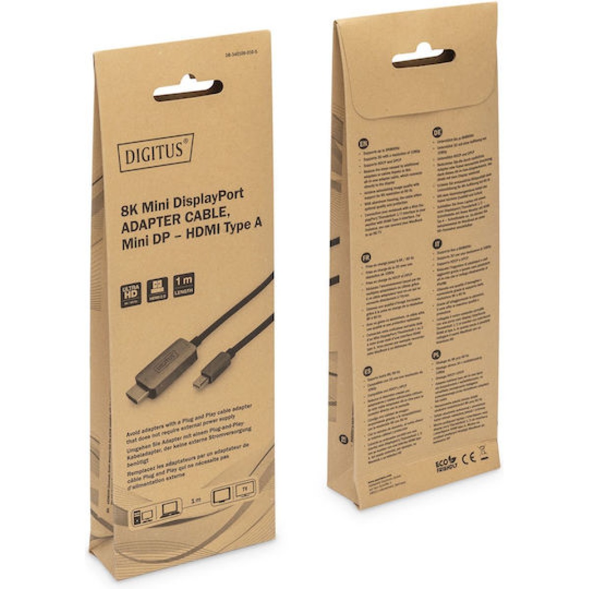 Digitus Cable mini DisplayPort male - HDMI male 1m Μαύρο (DB-340109-010-S)