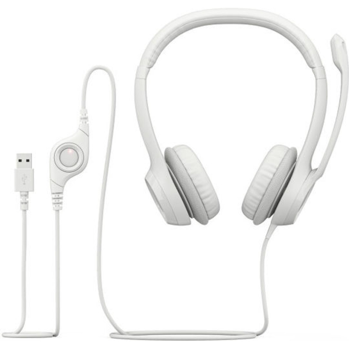 Logitech H390 On Ear Multimedia Ακουστικά με μικροφωνο και σύνδεση USB-A σε Λευκό χρώμα