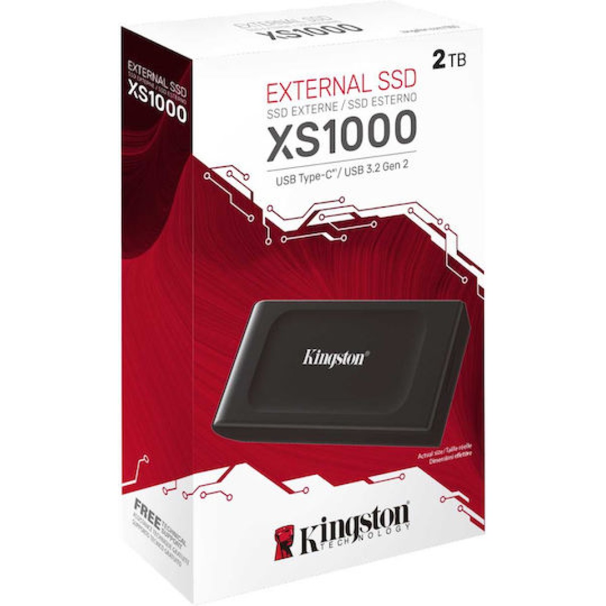 Kingston XS1000 USB-C Εξωτερικός SSD 2TB 1.8