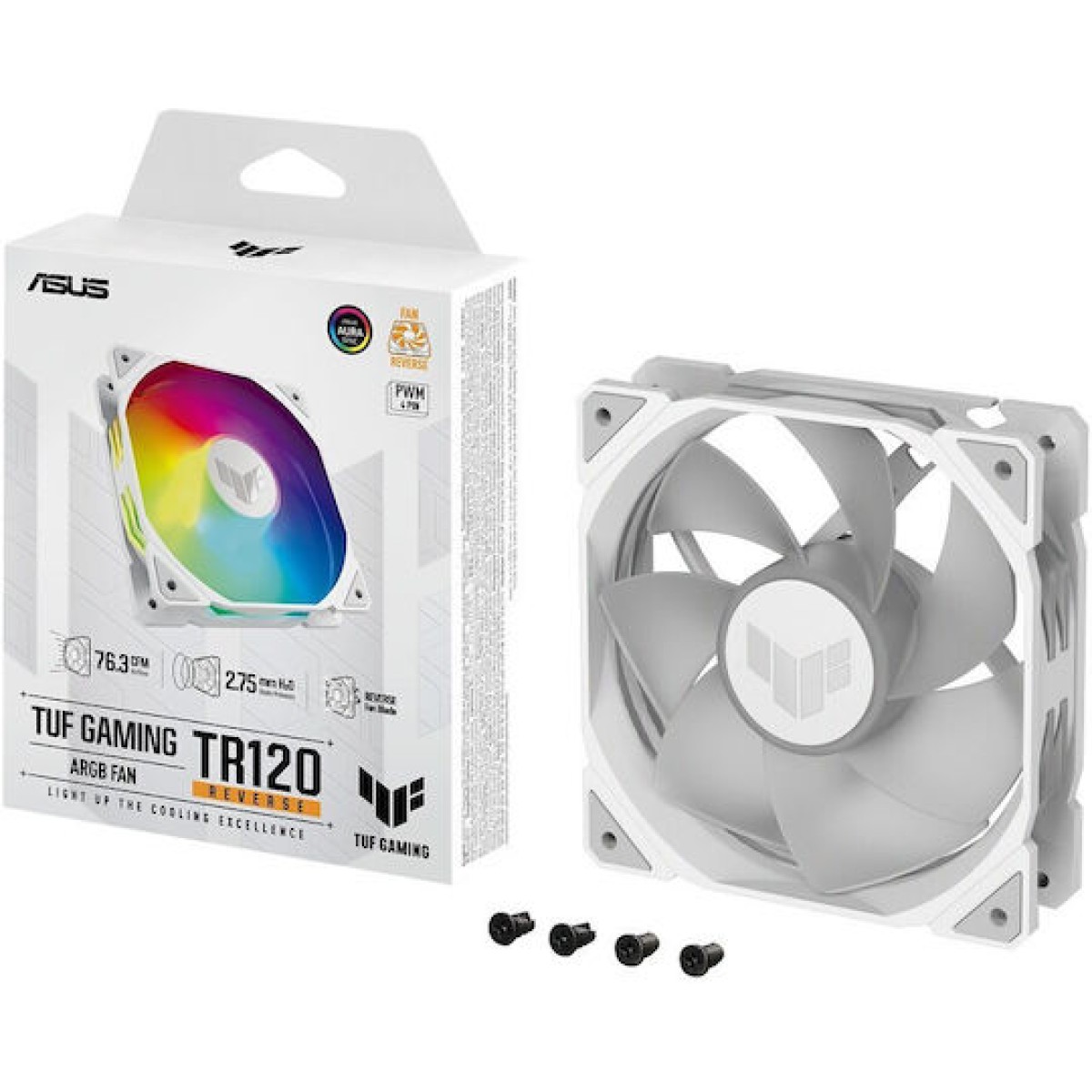 Asus TUF Gaming TR120 ARGB Case Fan με Σύνδεση 4-Pin PWM Λευκό