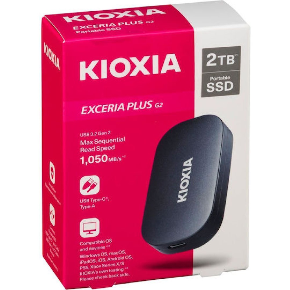 Kioxia Exceria Plus G2 USB 3.2 / USB-C Εξωτερικός SSD 2TB Μαύρο