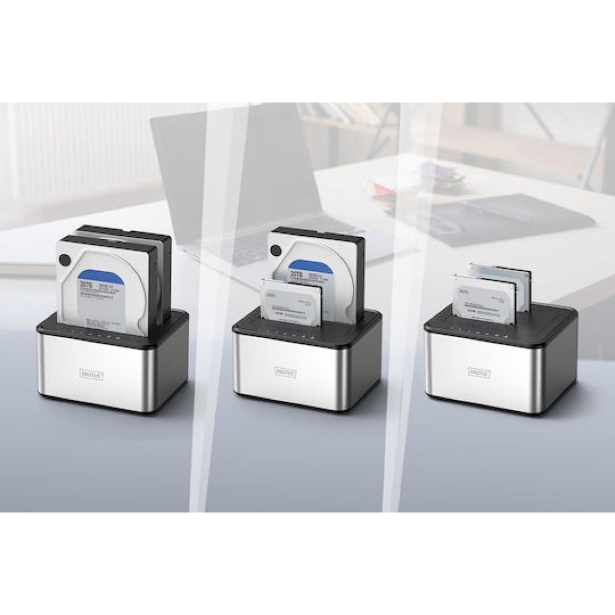 Dual SATA HDD Docking Station (silber/schwarz, USB 3.0, 2,5"/ 3,5")