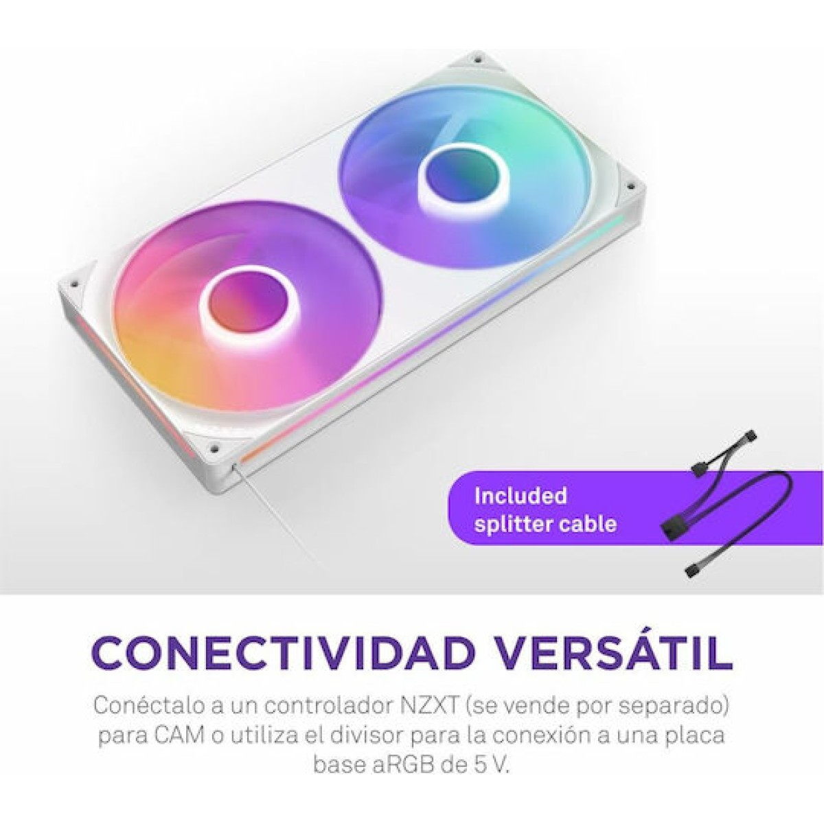 NZXT RF-U24HF-W1 Case Fan 240mm με ARGB Φωτισμό και Σύνδεση 4-Pin PWM / 4-pin NZXT RGB Λευκό