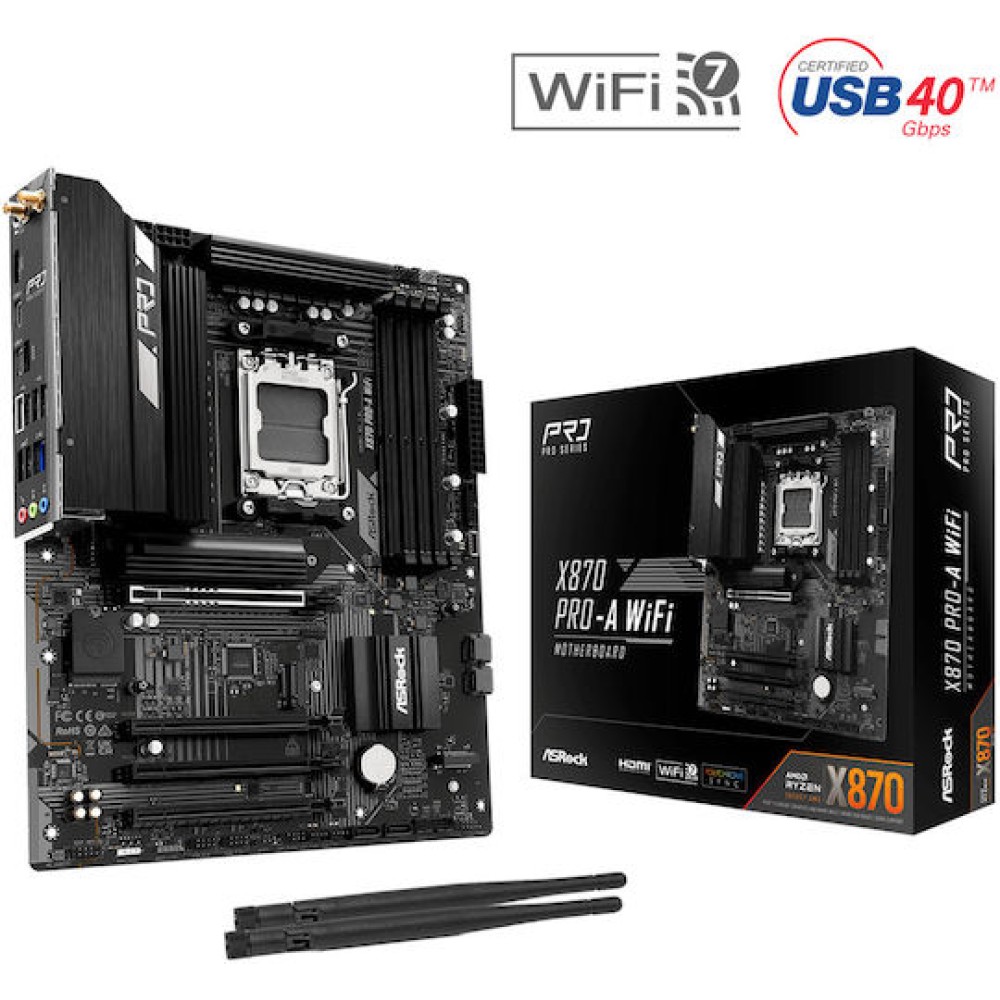 ASRock X870 Pro-A WIFI Motherboard ATX με AMD AM5 Socket 90-MXBT6-A0UAYZ