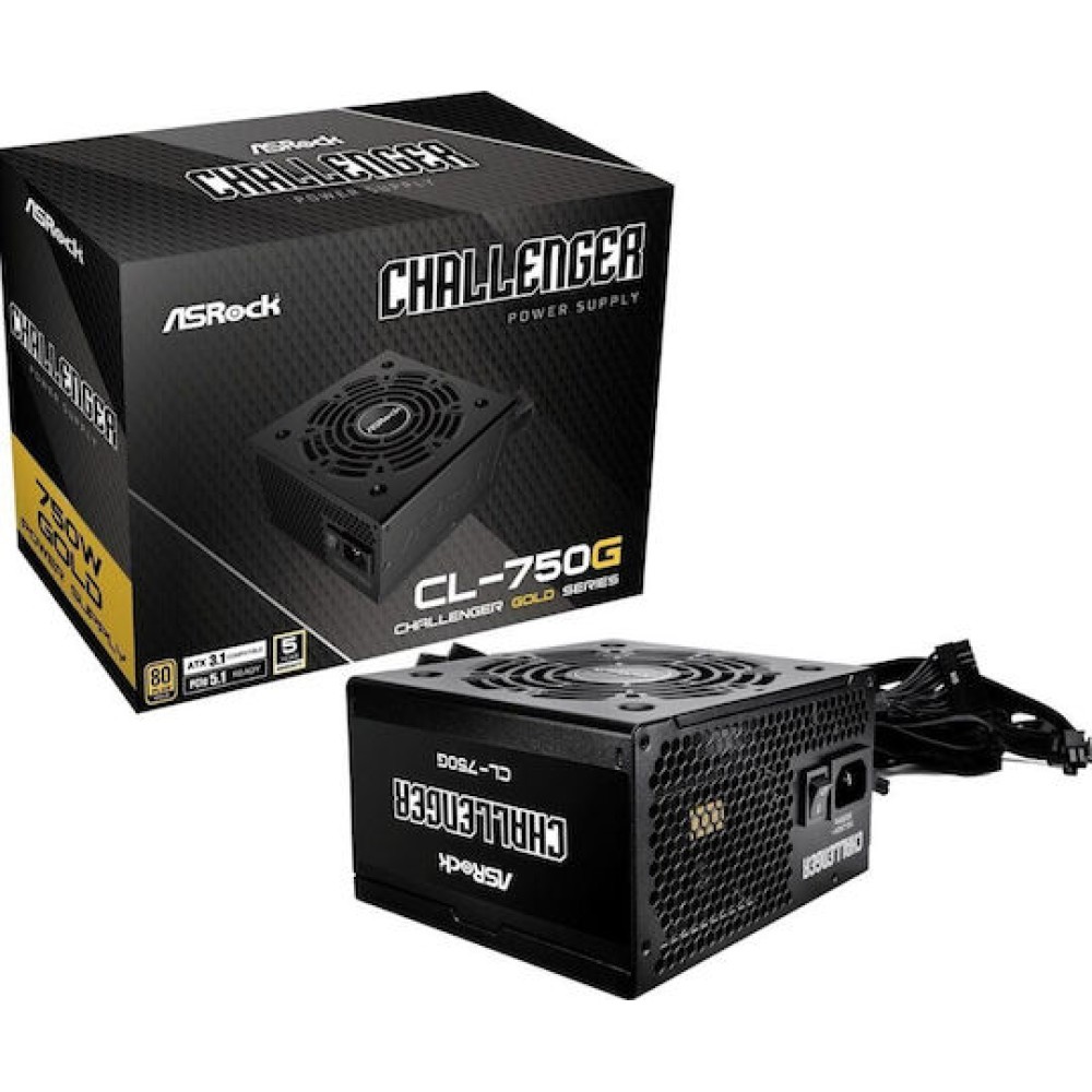 ASRock Challenger CL-750G 750W Μαύρο Τροφοδοτικό Υπολογιστή Full Wired 80 Plus Gold