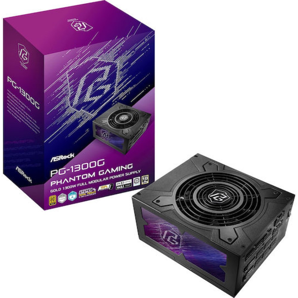 ASRock Phantom Gaming PG-1300G 1300W Μαύρο Τροφοδοτικό Υπολογιστή Full Modular 80 Plus Gold