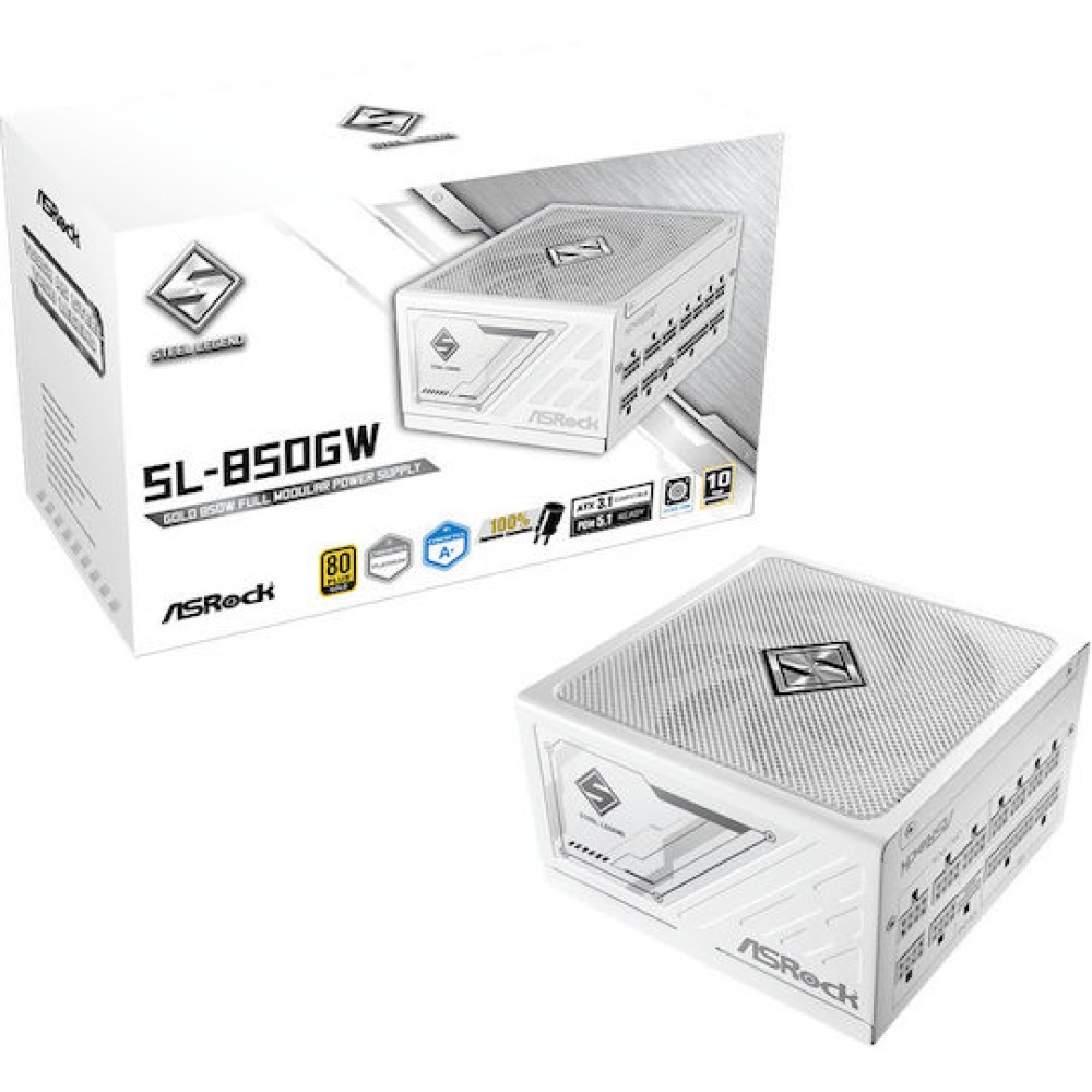 ASRock Steel Legend SL-850GW 850W Λευκό Τροφοδοτικό Υπολογιστή Full Modular 80 Plus Gold