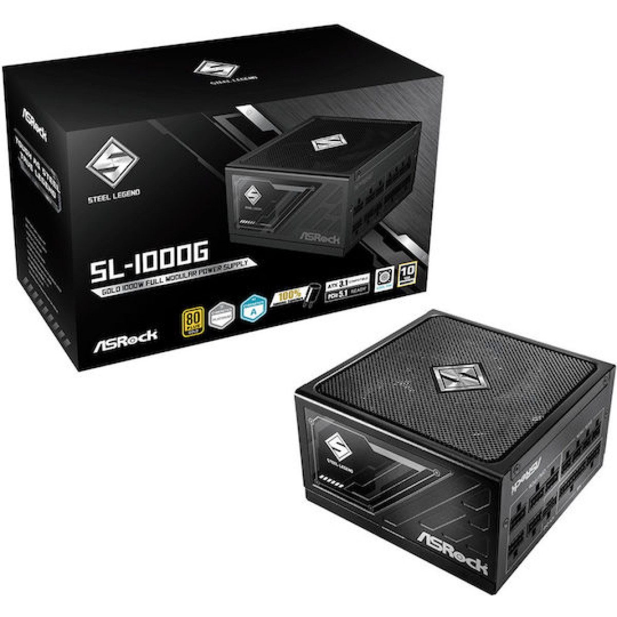 Steel Legend SL-1000G (schwarz, 1x 12-Pin High Power GPU, 3x PCIe, Kabelmanagement, 1000 Watt)