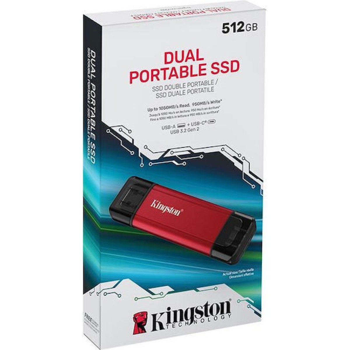 Dual Portable 512 GB, Externe SSD (rot/schwarz, USB-A- und USB-C)