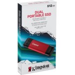 Dual Portable 512 GB, Externe SSD (rot/schwarz, USB-A- und USB-C)