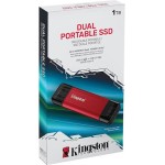 Dual Portable 1 TB, Externe SSD (rot/schwarz, USB-A- und USB-C)