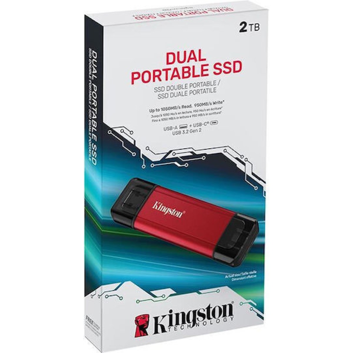 Dual Portable 2 TB, Externe SSD (rot/schwarz, USB-A- und USB-C)