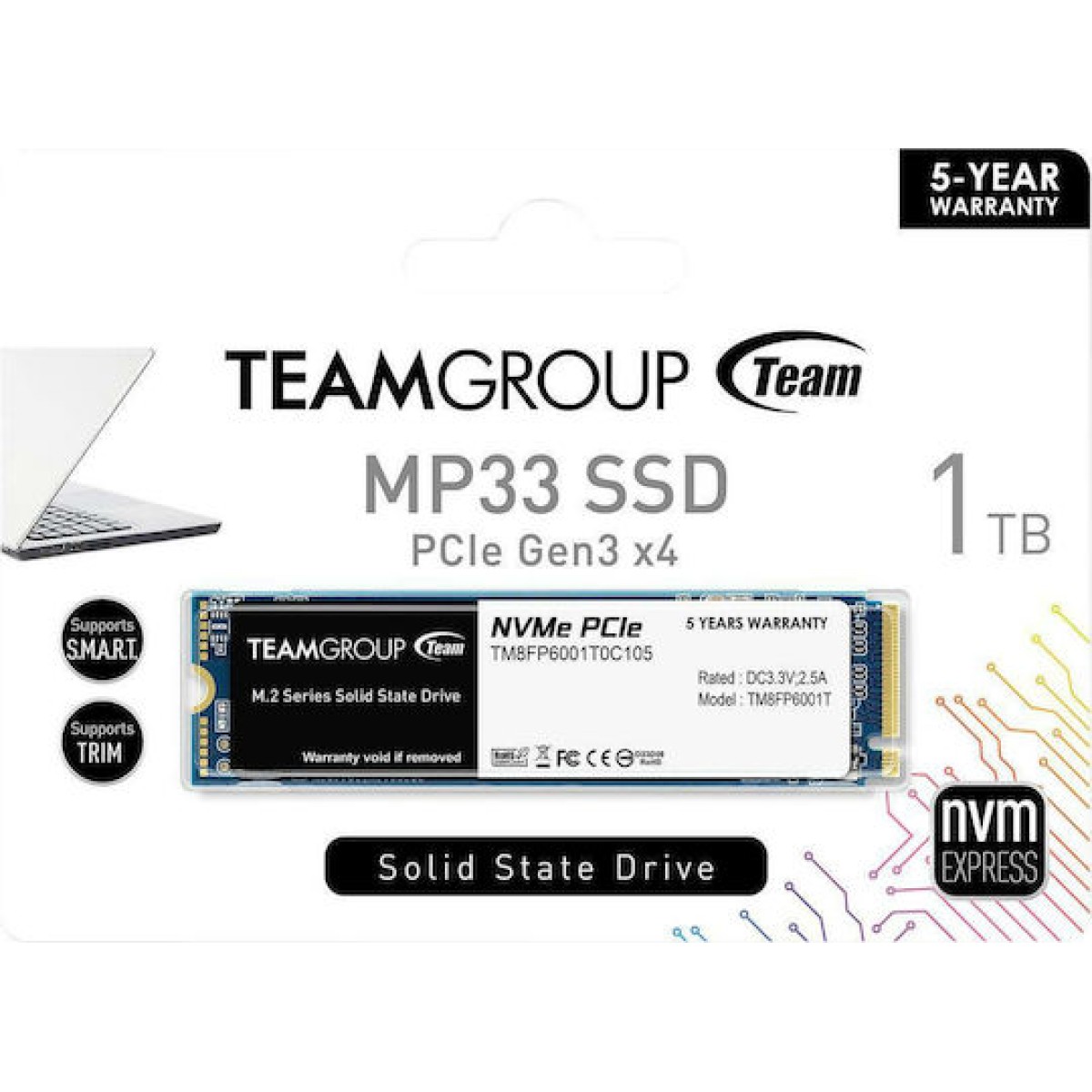 MP33 1 TB (PCIe 3.0 x4, NVMe 1.3, M.2 2280)