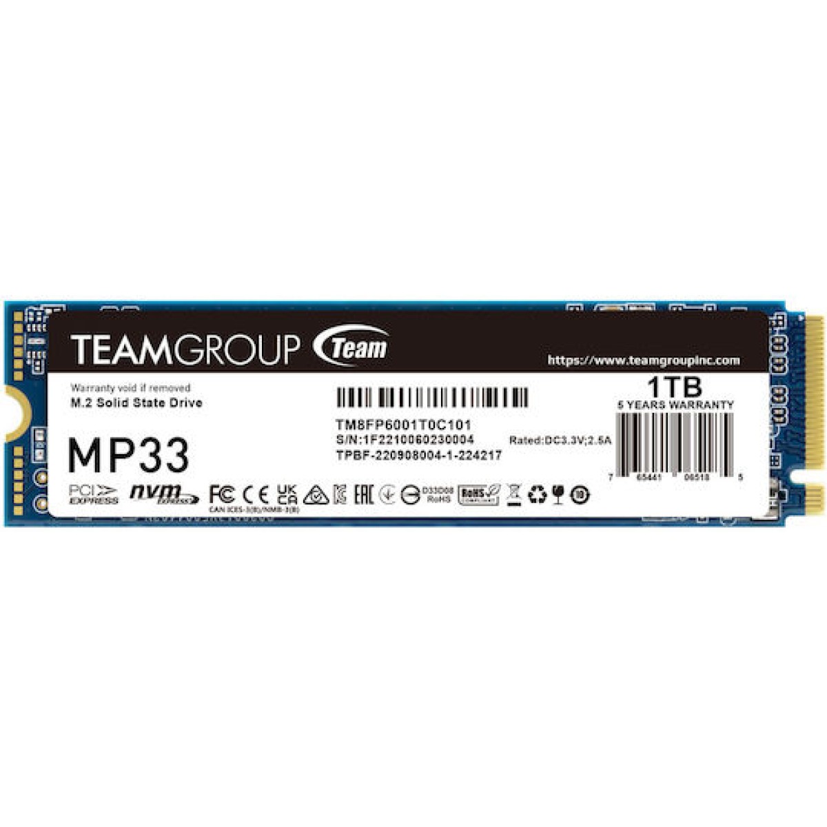 MP33 1 TB (PCIe 3.0 x4, NVMe 1.3, M.2 2280)