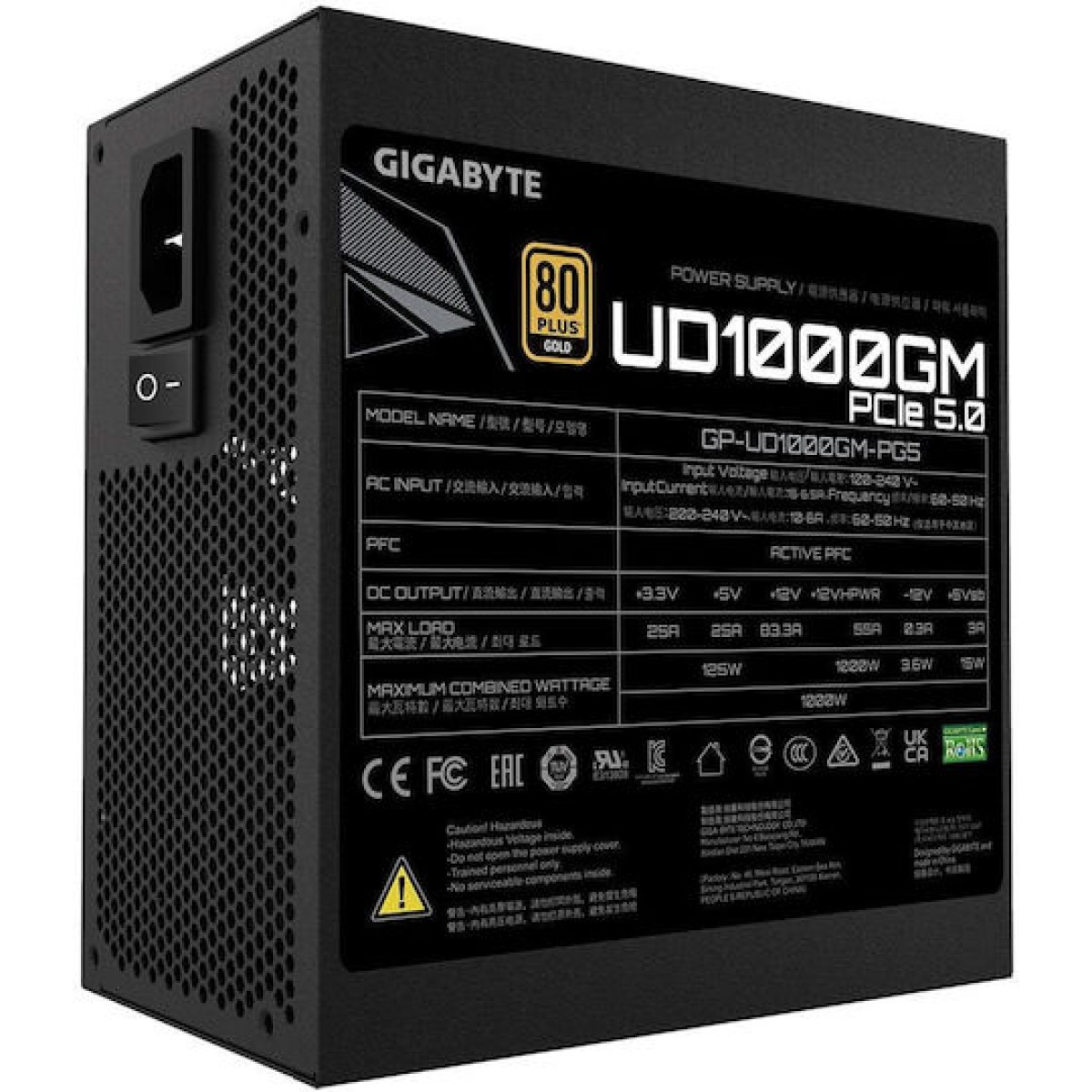 GP-UD1000GM PG5 1000W rev.2.0 (schwarz, 5x PCIe, Kabel-Management, 1000 Watt)