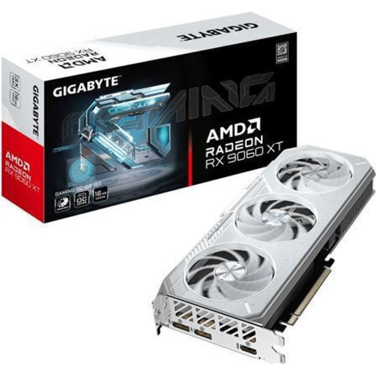 GIGABYTE GAMING Radeon RX 9060 XT OC ICE 16G Graphics Card - 16GB GDDR6, 256bit, PCI-E 5.0, 3320 MHz Core Clock, 2 x DisplayPort, 1 x HDMI, GV-R906XGAMINGOCICE-16GD