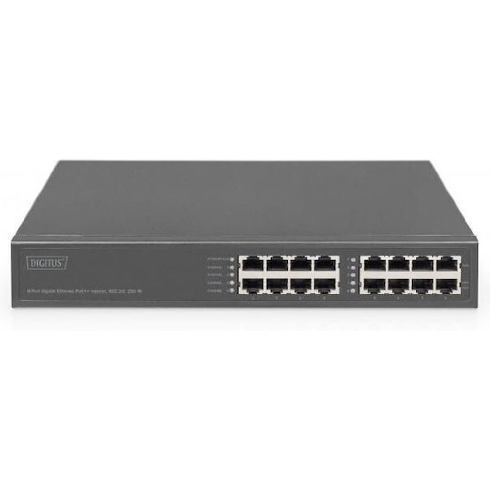 Network Switch Digitus 8-port Gigabitgabit Poe + Injektor 250w Schw