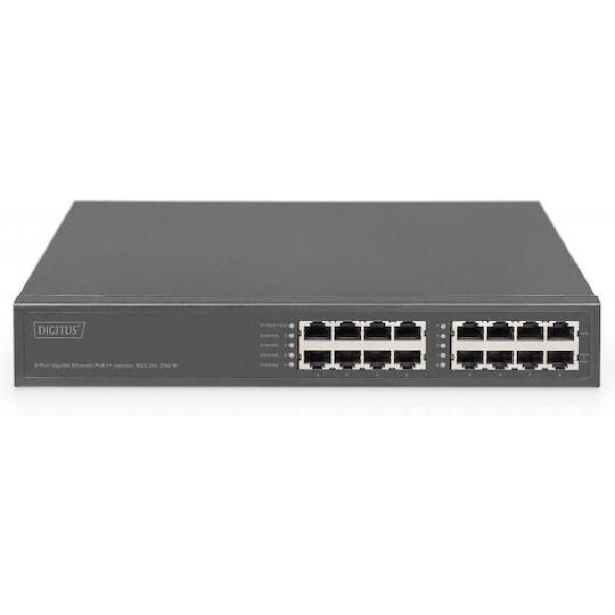 Network Switch Digitus 8-port Gigabitgabit Poe + Injektor 250w Schw