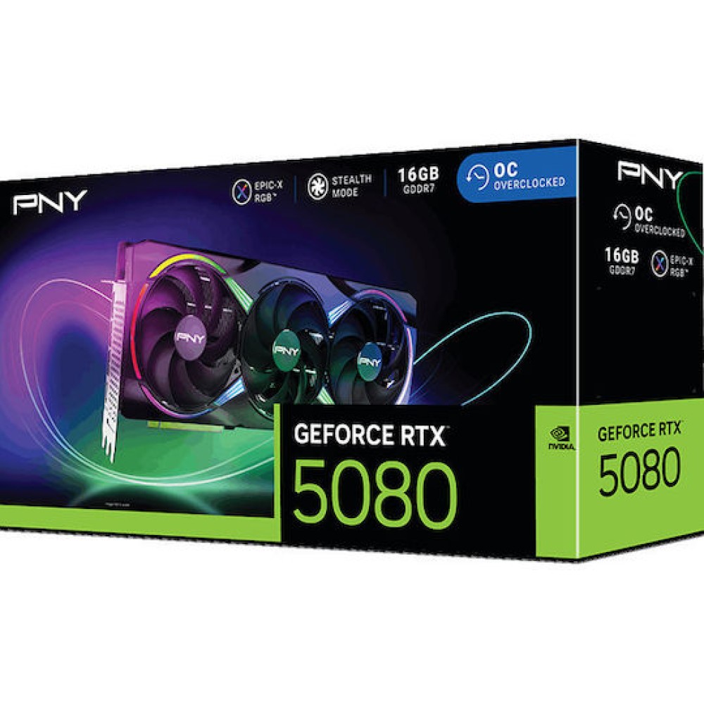 PNY GeForce RTX 5080 16GB GDDR7 EPIC-X RGB Overclocked Κάρτα Γραφικών