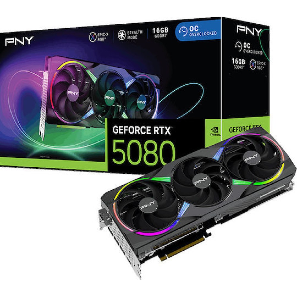 PNY GeForce RTX 5080 16GB GDDR7 EPIC-X RGB Overclocked Κάρτα Γραφικών