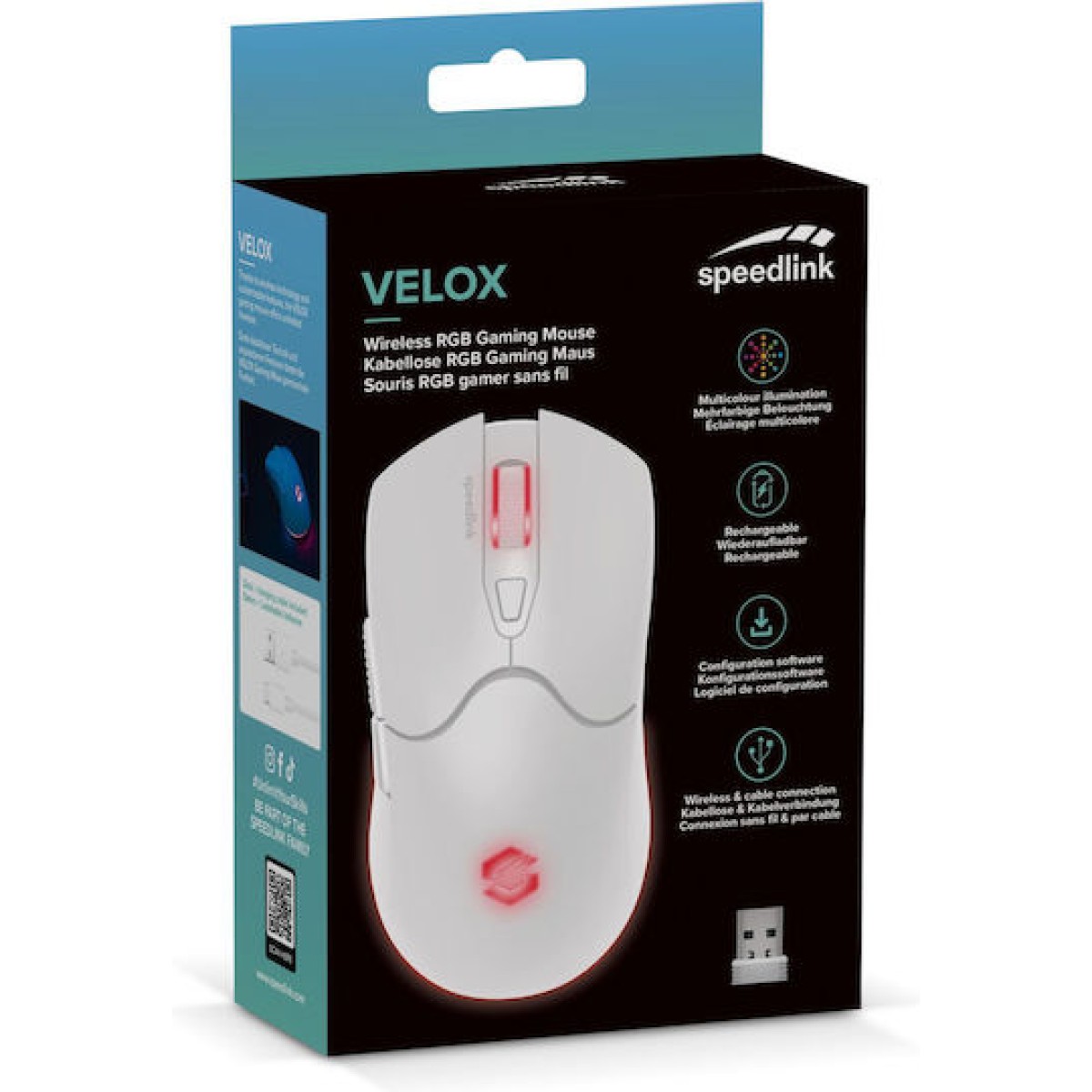Speedlink VELOX Rechargeable RGB Gaming Mouse Wireless white