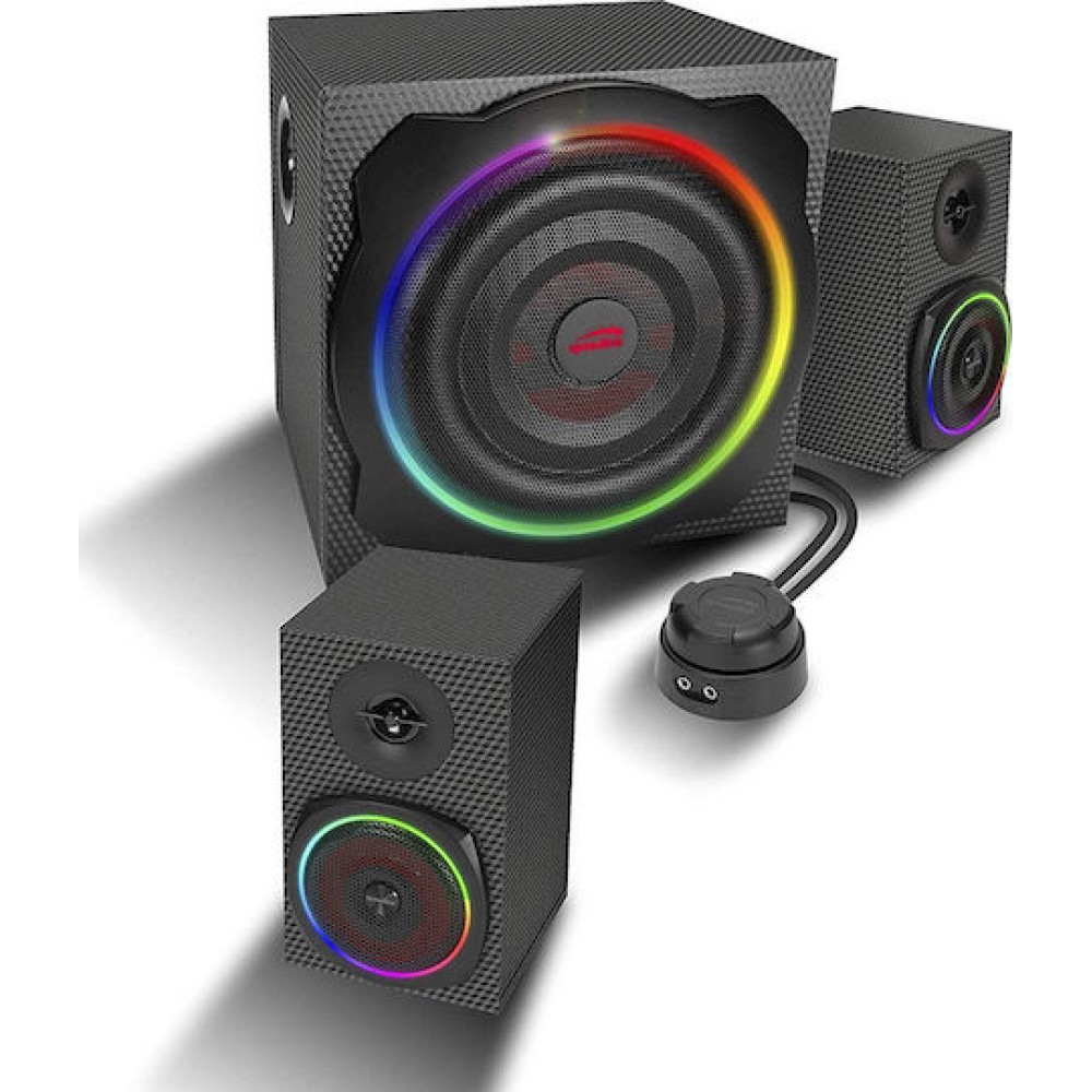 SpeedLink Gravity Carbon RGB Ασύρματα Ηχεία Υπολογιστή 2.1 με RGB Φωτισμό και Bluetooth Ισχύος 120W σε Μαύρο Χρώμα