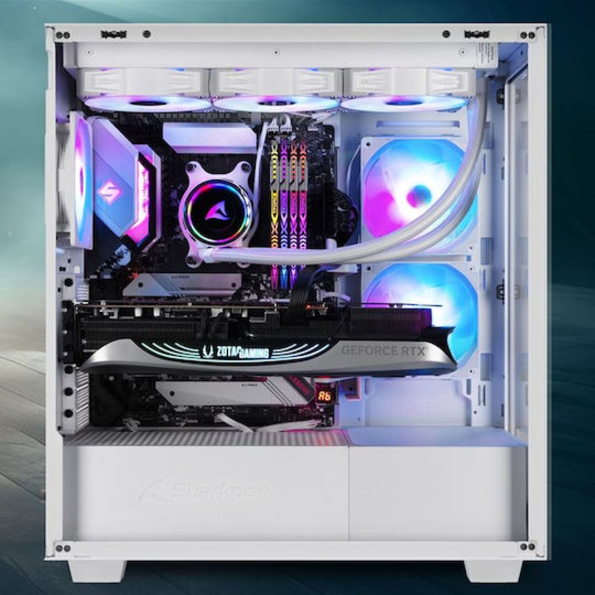 Sharkoon Rebel C60 RGB Gaming Midi Tower Κουτί Υπολογιστή με Πλαϊνό Παράθυρο Λευκό