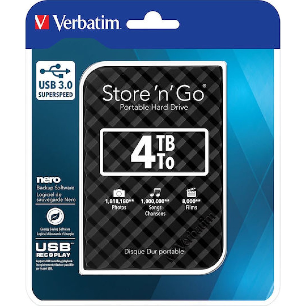 Verbatim Store n Go 2,5      4TB USB 3.0 black Gen 2        53223