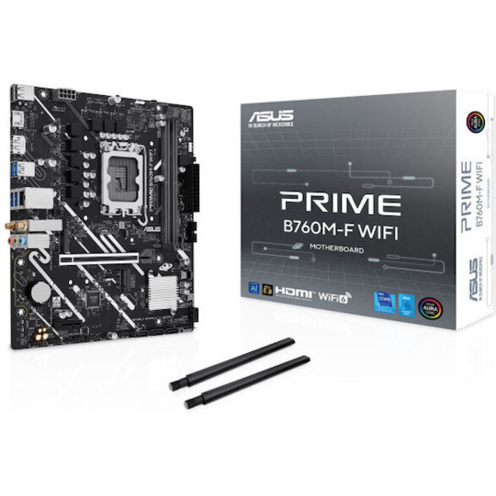 Asus Prime B760M-F WIFI Motherboard Micro ATX με Intel 1700 Socket 90MB1N00-M0EAY0