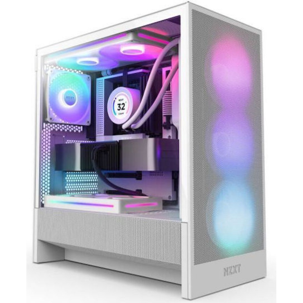NZXT H5 Flow Midi Tower Κουτί Υπολογιστή με Πλαϊνό Παράθυρο Λευκό