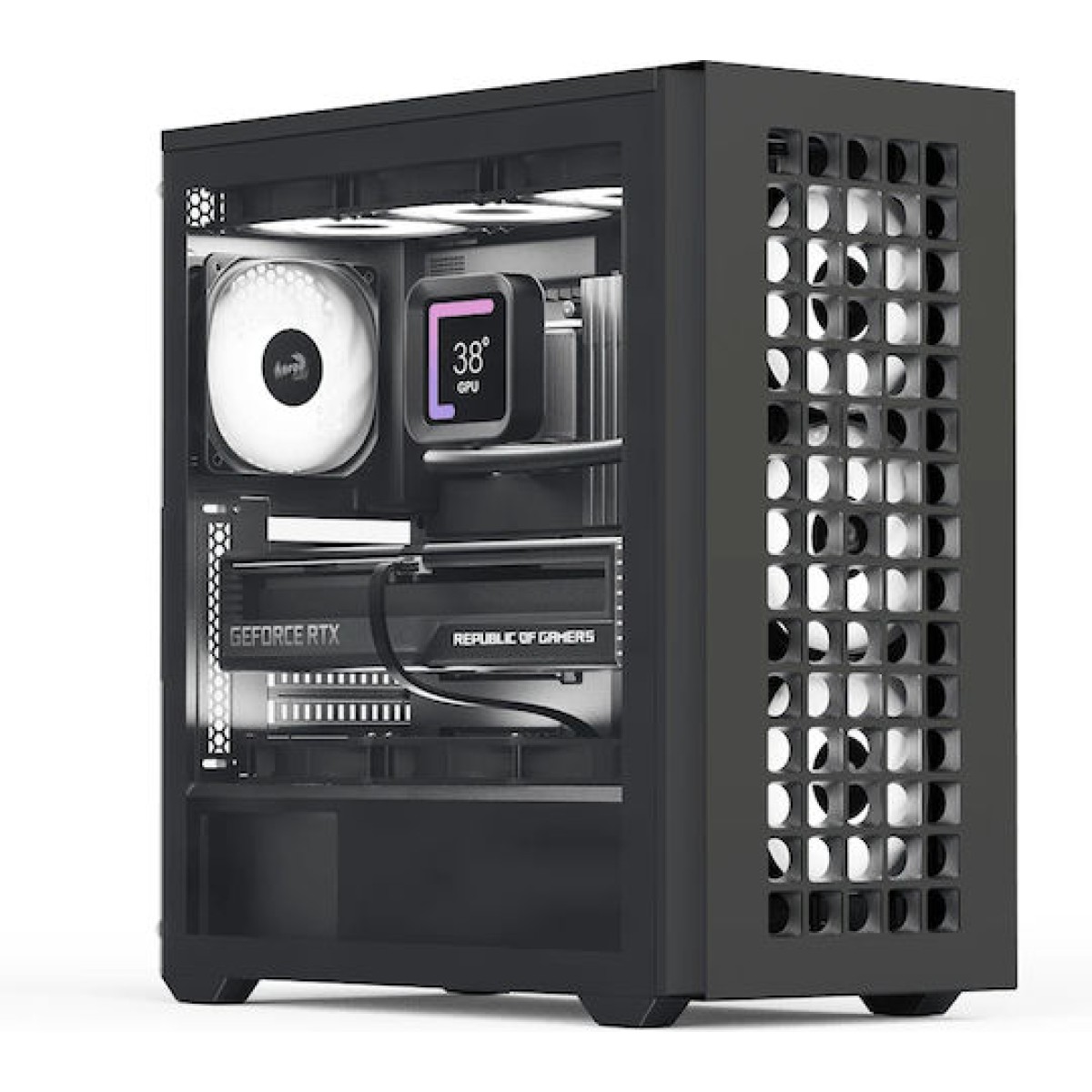 Aerocool D502A V1 Gaming Midi Tower Κουτί Υπολογιστή με Πλαϊνό Παράθυρο Μαύρο