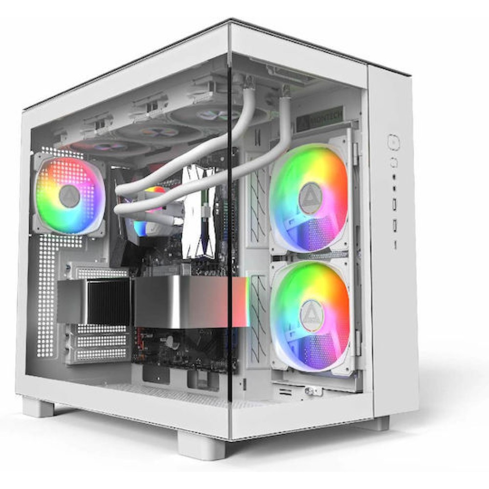 Montech King 65 Pro Gaming Midi Tower Κουτί Υπολογιστή με Πλαϊνό Παράθυρο και RGB Φωτισμό Λευκό