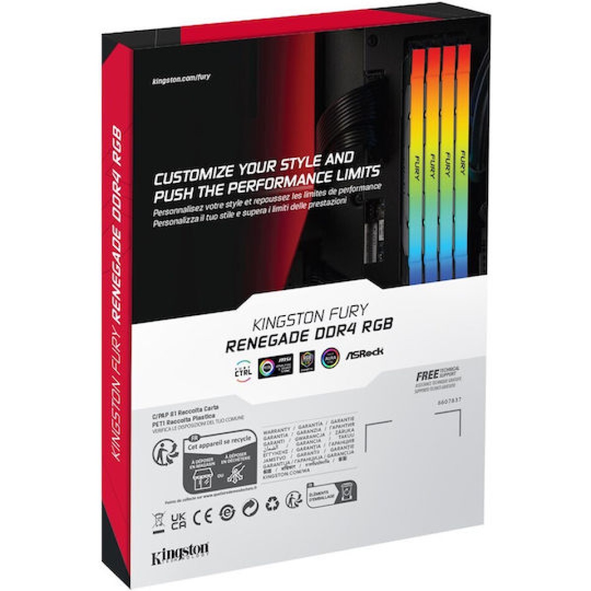 Kingston FURY Renegade RGB DDR4 16GB RAM με 2x8GB Modules και Ταχύτητα 4000 για Desktop