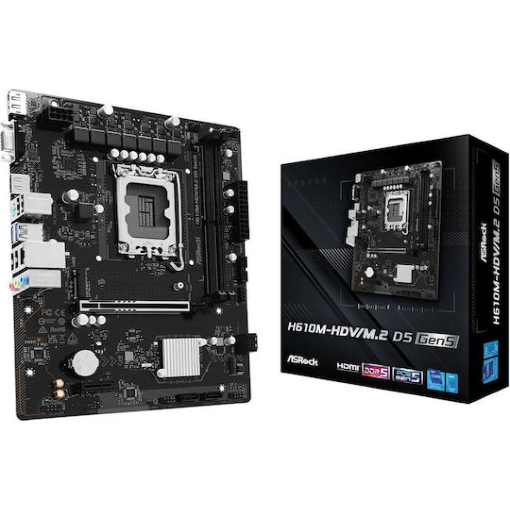 ASR H610M-HDV/M.2 D5 rev. 5.0 Motherboard Micro ATX με Intel 1700 Socket 90-MXBTU0-A0UAYZ