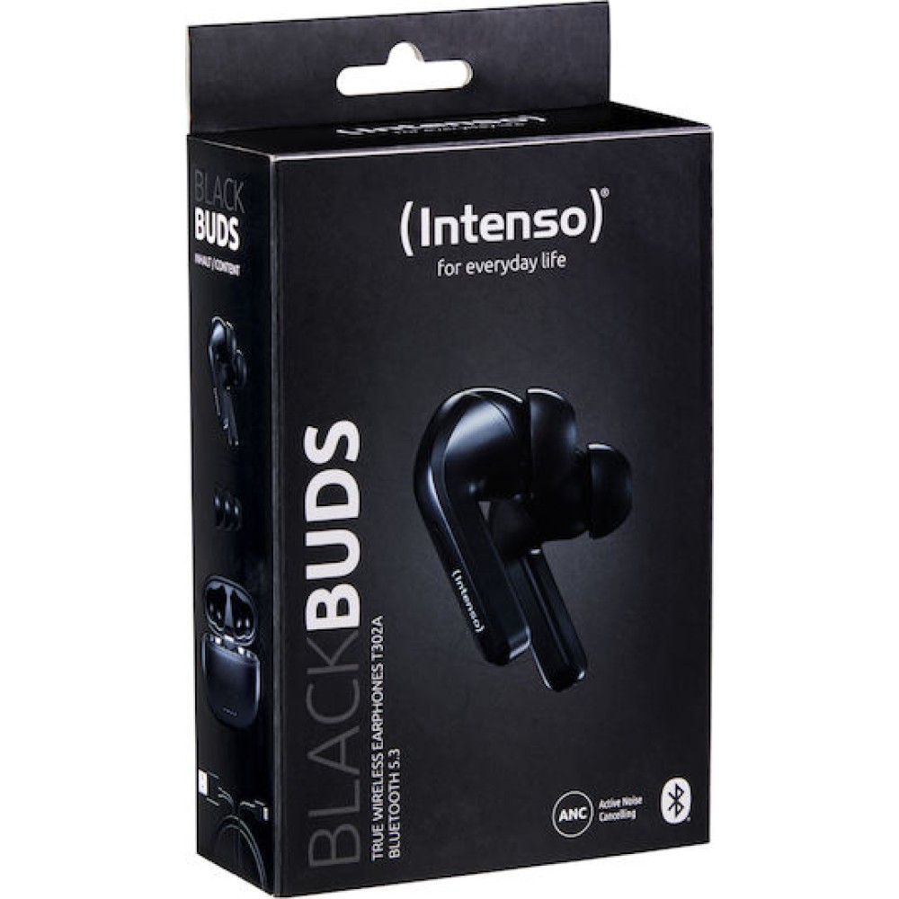 Intenso Black Buds T300a Bluetooth Handsfree Ακουστικά με Θήκη Φόρτισης Μαύρα