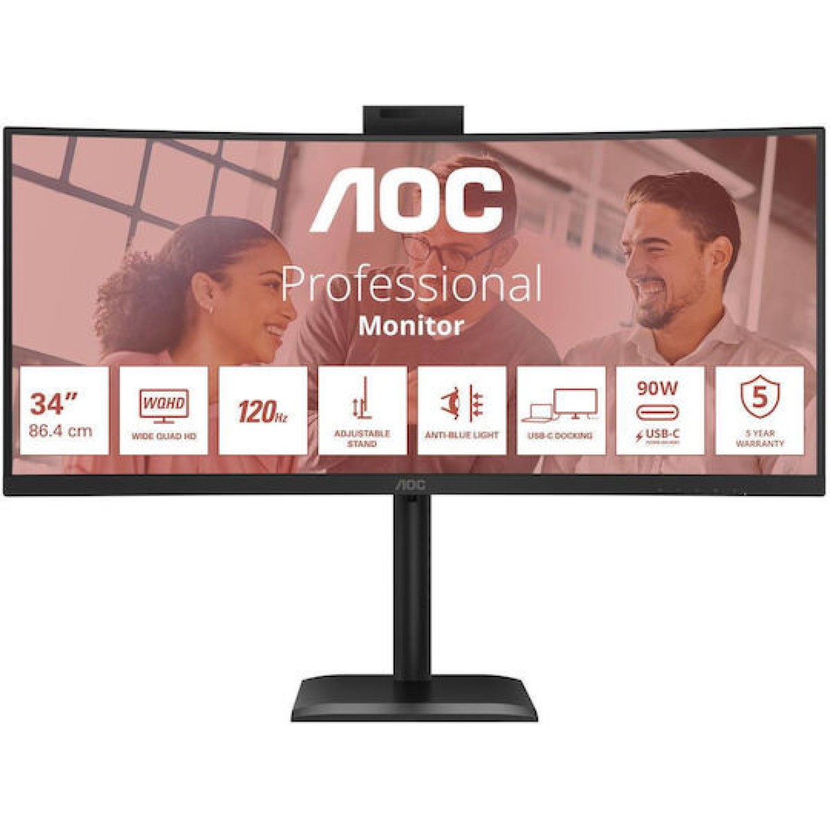 AOC CU34E4CW Ultrawide VA HDR Curved Monitor 34